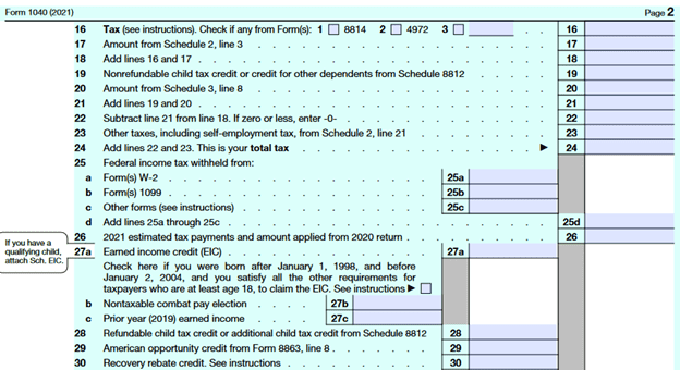 Child Tax Credit And Recovery Rebate Credit