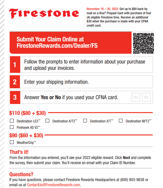 Firestone Rebates 2023 Printable Rebate Form Recovery Rebate